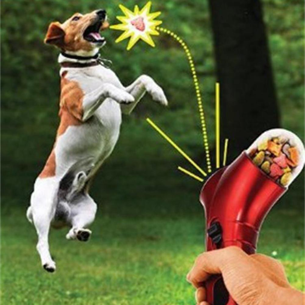 TINGHAO Dog Cat Treat Launcher Snack Food Feeder Catapult Pet Interactive Training Tool