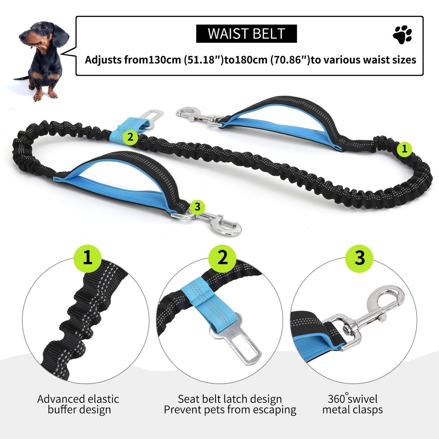 Hands Free Elastic Dog Walking Fanny Pack