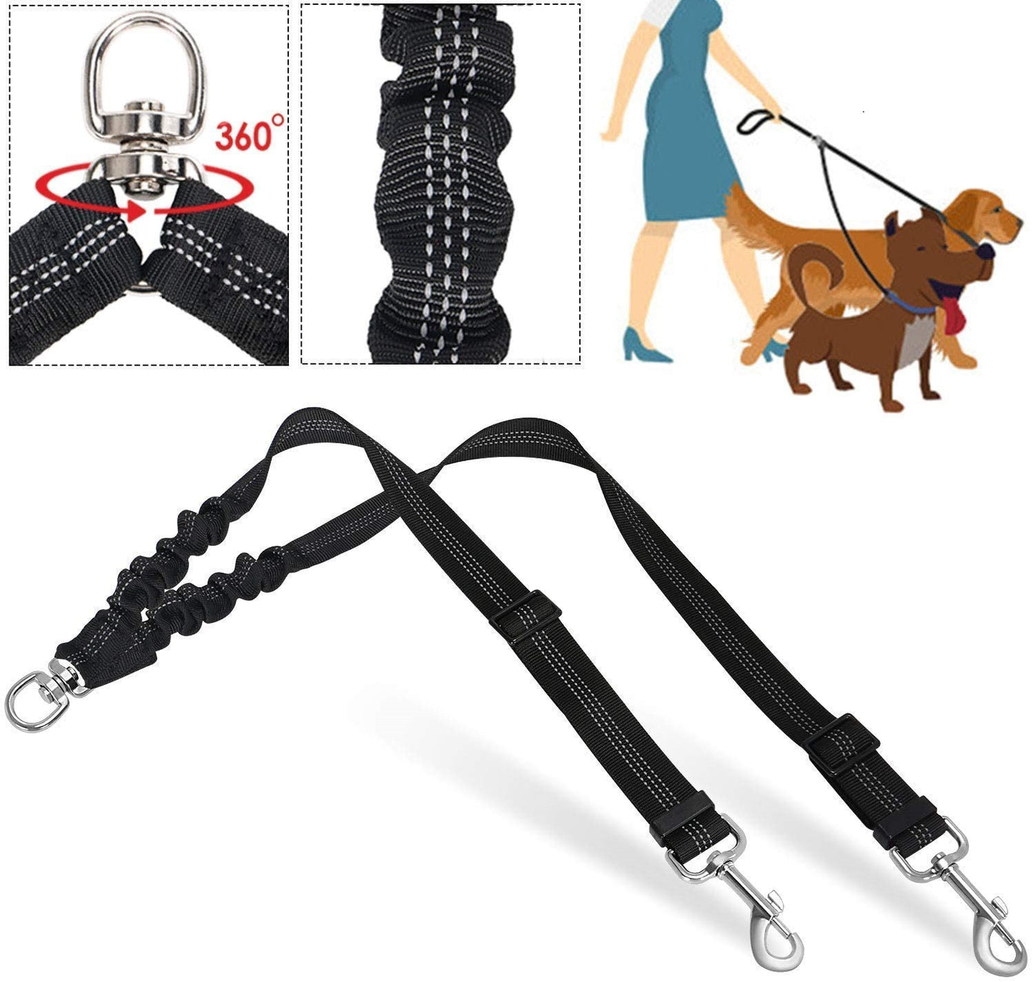 Double-Headed Dog Walking Leash