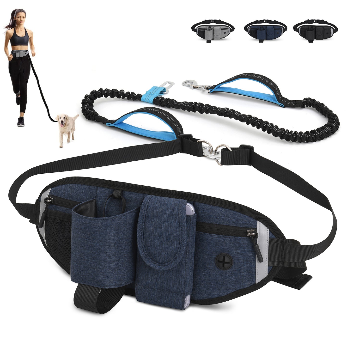 Hands Free Elastic Dog Walking Fanny Pack
