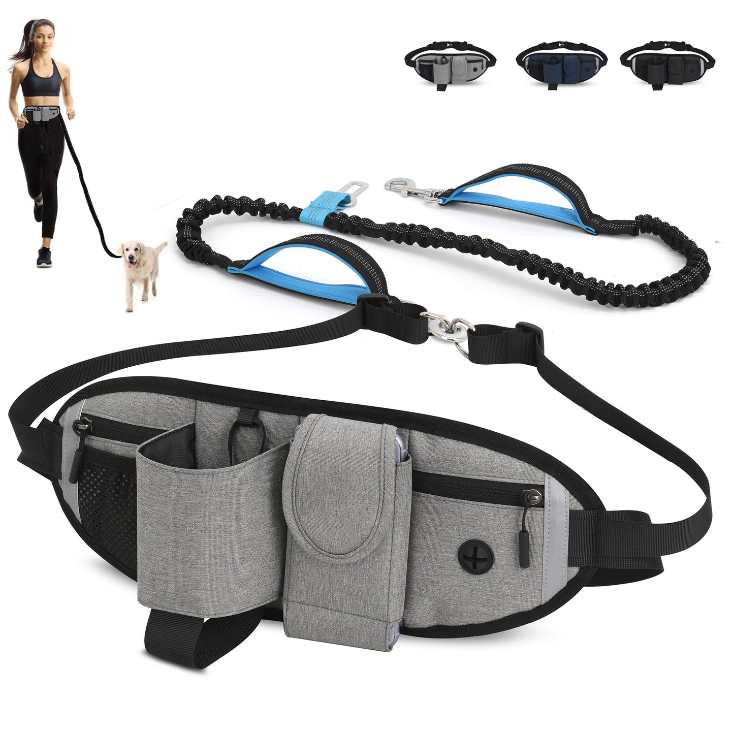 Hands Free Elastic Dog Walking Fanny Pack