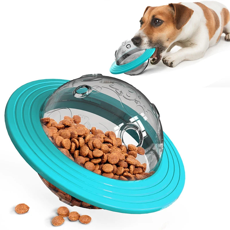 Dog Flying Saucer Toys Chew Leaking Slow Food Feeder