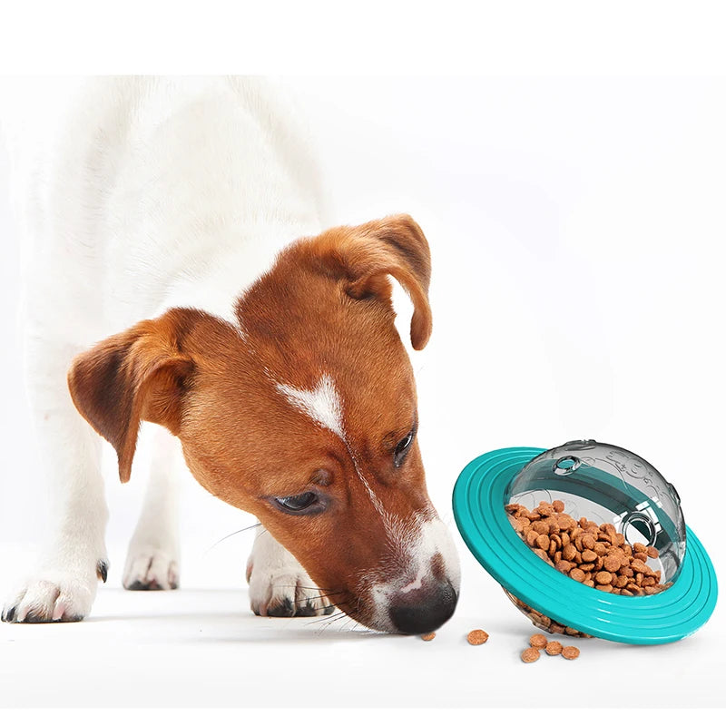 Dog Flying Saucer Toys Chew Leaking Slow Food Feeder
