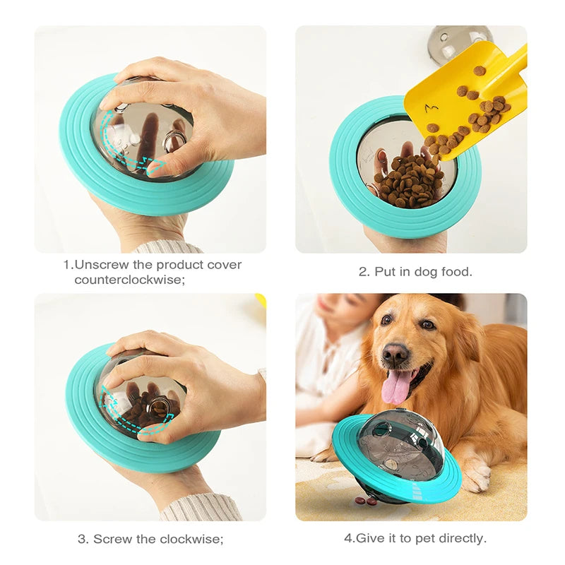 Dog Flying Saucer Toys Chew Leaking Slow Food Feeder