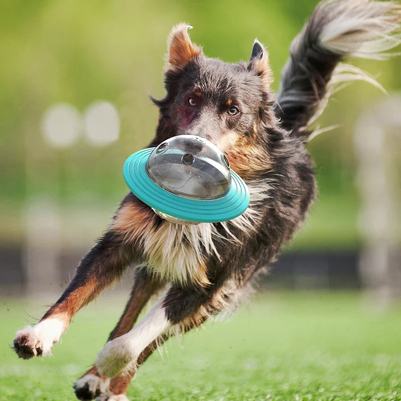 Dog Flying Saucer Toys Chew Leaking Slow Food Feeder