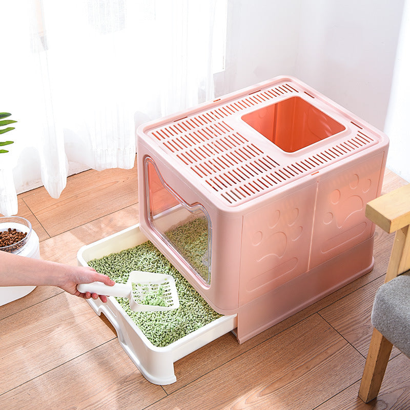 Enclosed Top-Entry Cat Litter Box