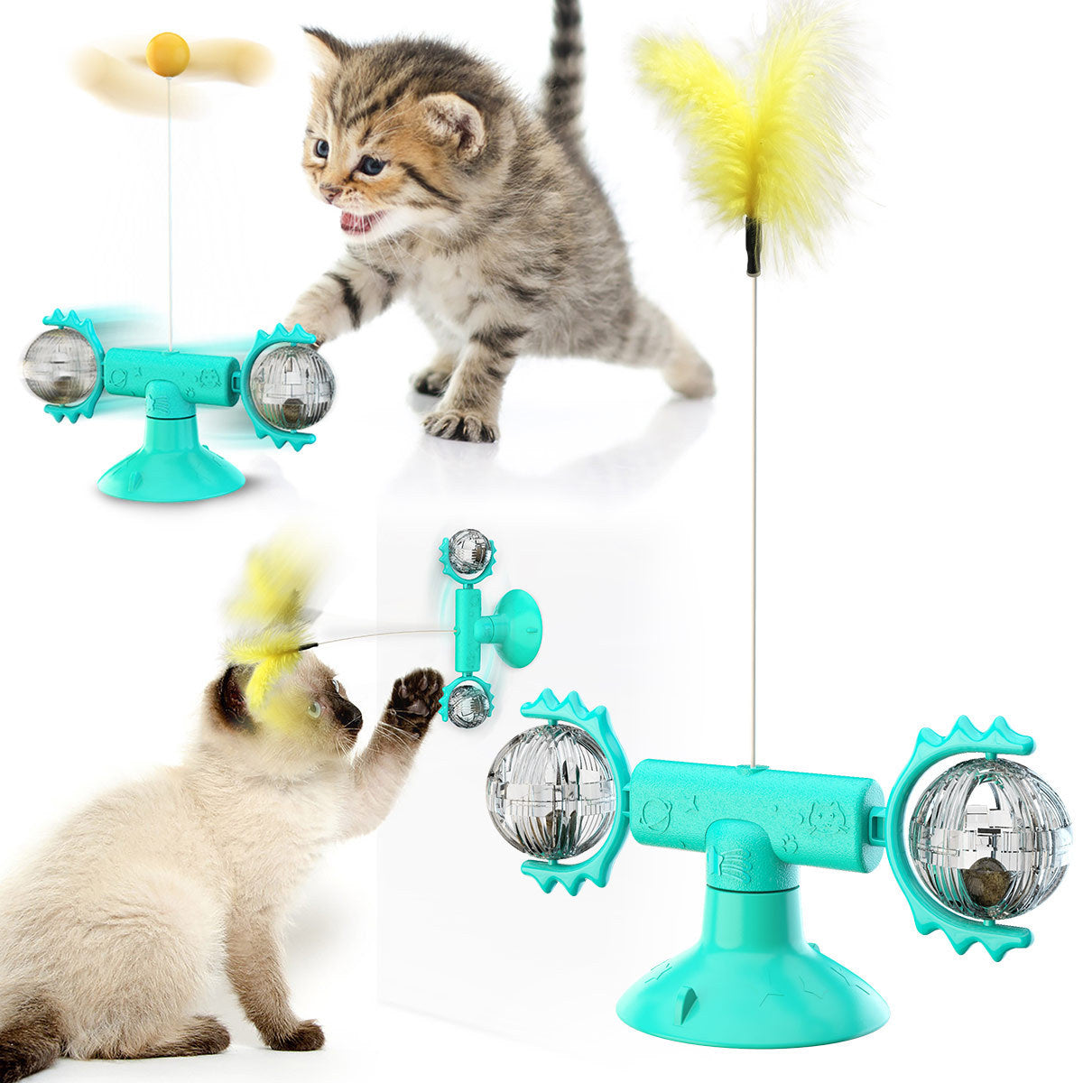 Suction Cup Windmill Cat Toy