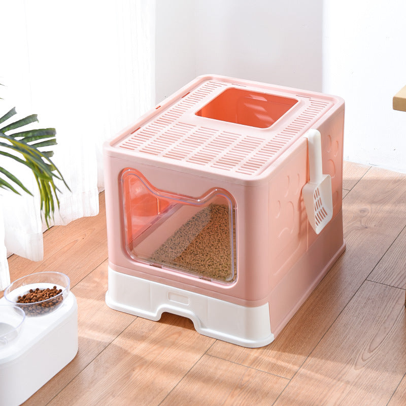 Enclosed Top-Entry Cat Litter Box